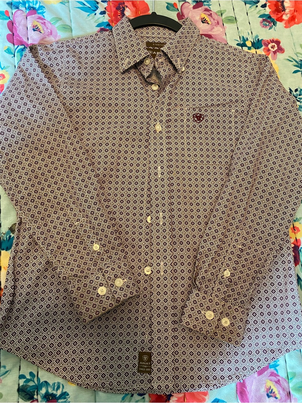 Ariat Boys  Patterned Long-Sleeve Dress Shirt - wine red